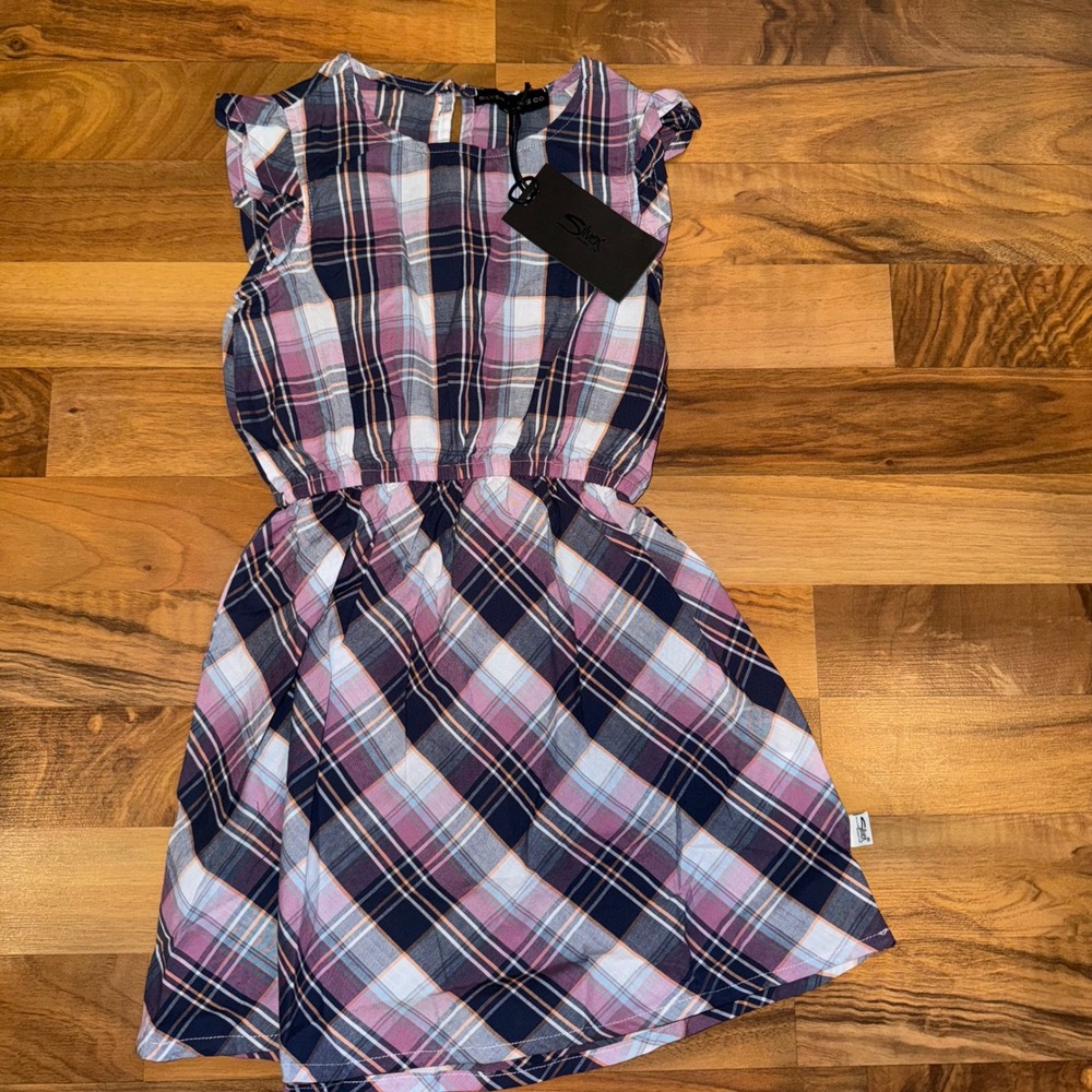 Silver Jeans Co. Girl Plaid Dress Sleeveless Casual‎ Pink Blue Size 6 NWT fall